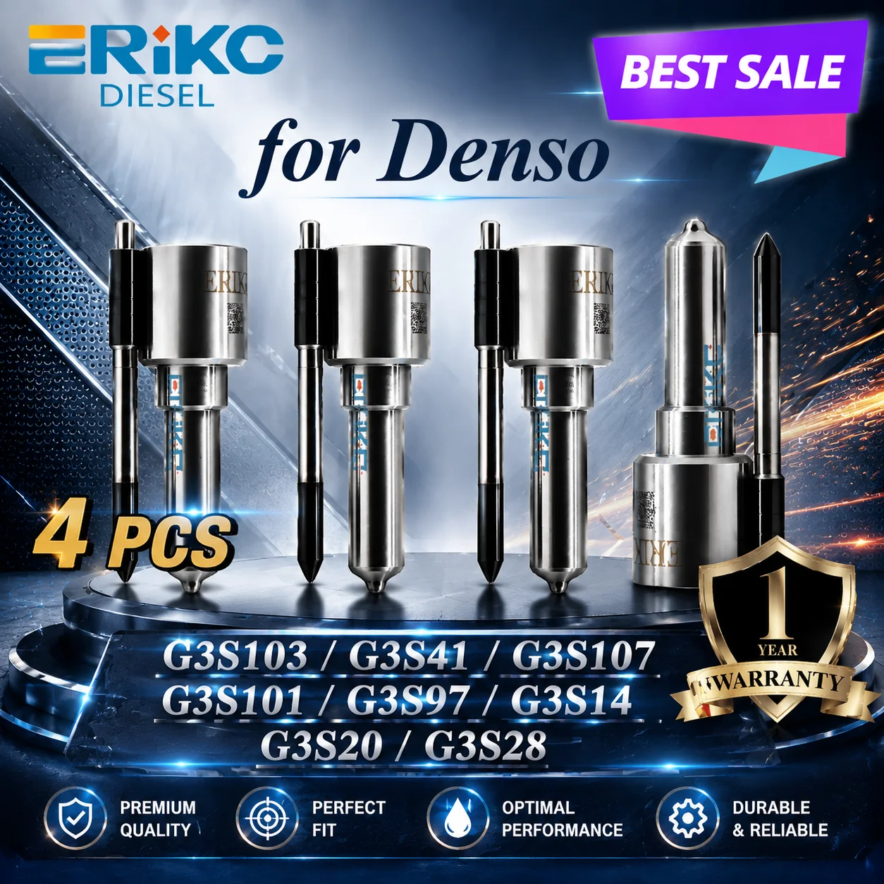 4PC G3S103 G3S41 G3S107 CR Injector Nozzle G3S101 G3S97 G3S14 G3S20 G3S28 Sprayer Tip for  Toyota Hilux Mitsubishi Nissan