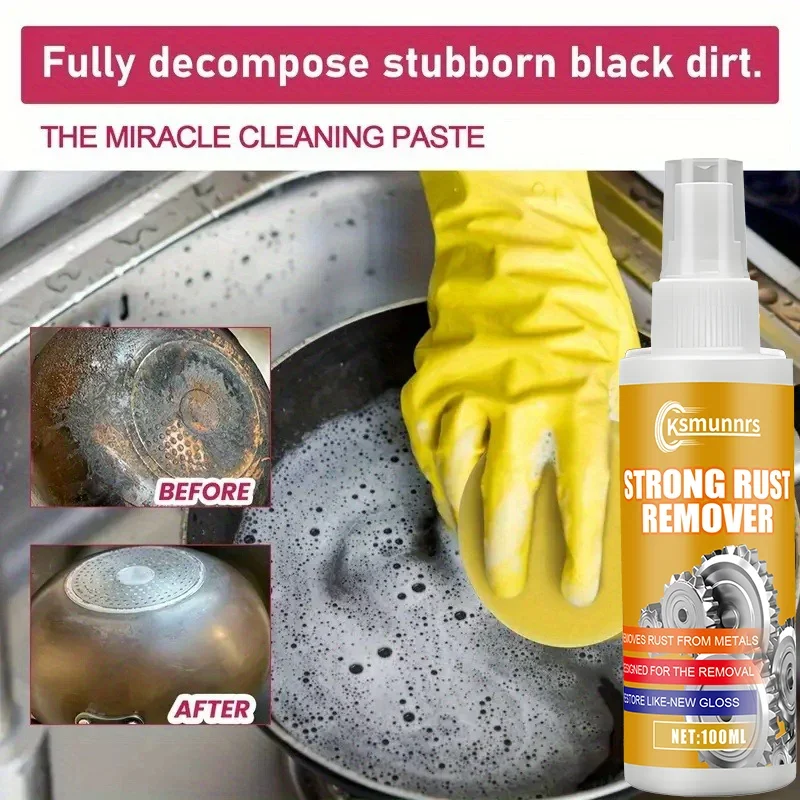 Fasilawei Heavy-Duty Metal Stain Remover Spray - Instantly Removes Rust, oxidation, grease, grime - Fast-Acting Cleaner