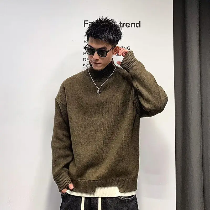 

Длинный свек с высоким воротником, круглый Ne Jaet, женский зимний теплый вязаный свитер в стиле ретро, универсальный свободный крой, около...