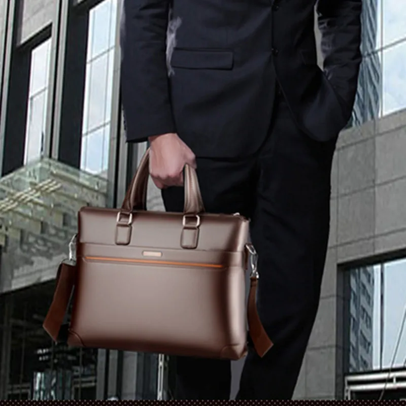 Vintage Men Zipper Briefcases Bag Luxury PU Leather Handbag Man Tote Bag Shoulder Messenger Bag Business Male Laptop Bag