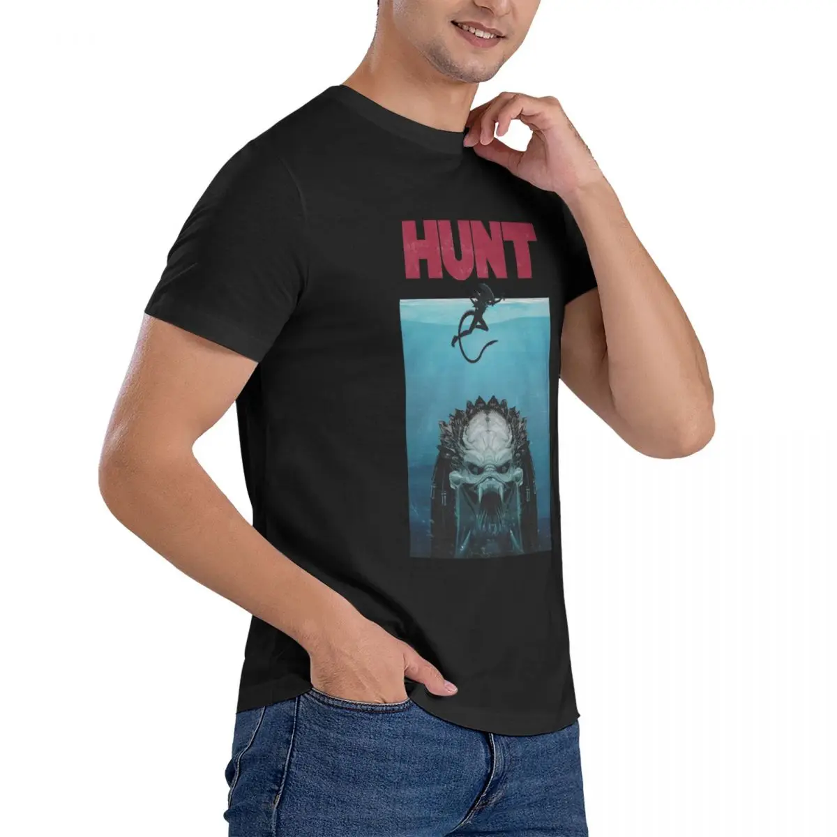 T Shirt Predator Hunt Print Casual Short Sleeve Tees Unisex Gothic T Shirts