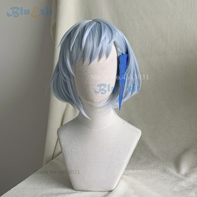 

Anime Koon Khun Cosplay Wig Short Blue Hair Heat Resistant Synthetic Hair Aguero Agnes Khun Cos Headwear