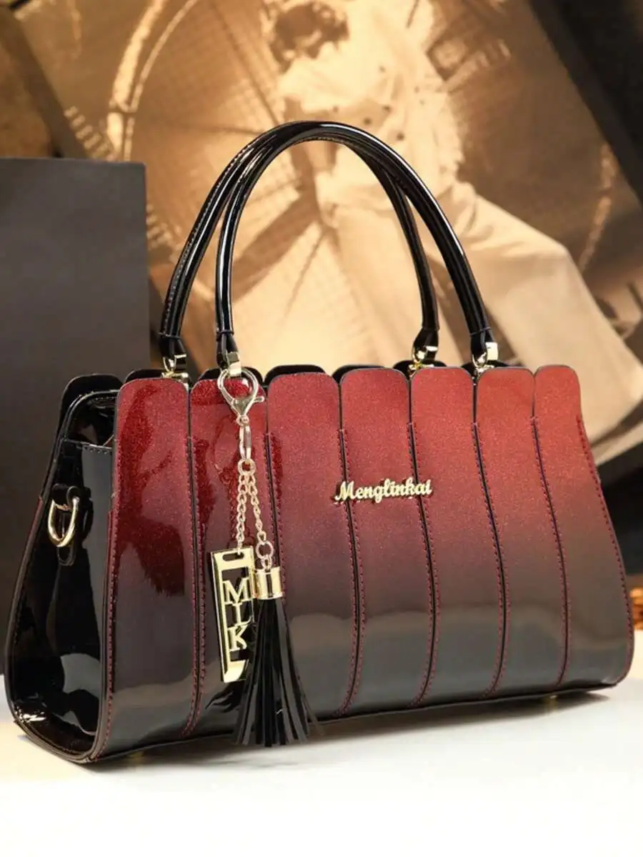 Contrast Stitched And Foldable Color Changing Design Business Bag, High-End Ladies' Handbag, Large Capacity Multi-Layered Multi-
