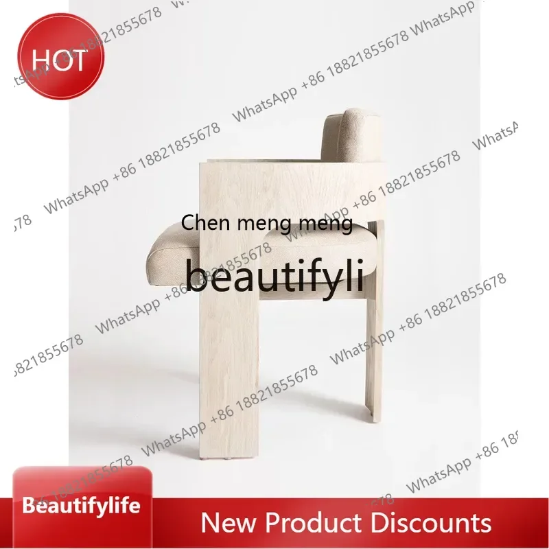 cn8350 ss Vintage Designer Leisure Single Chair Modern Minimalist Solid Wood Retro Armrest Single Dining Chair
