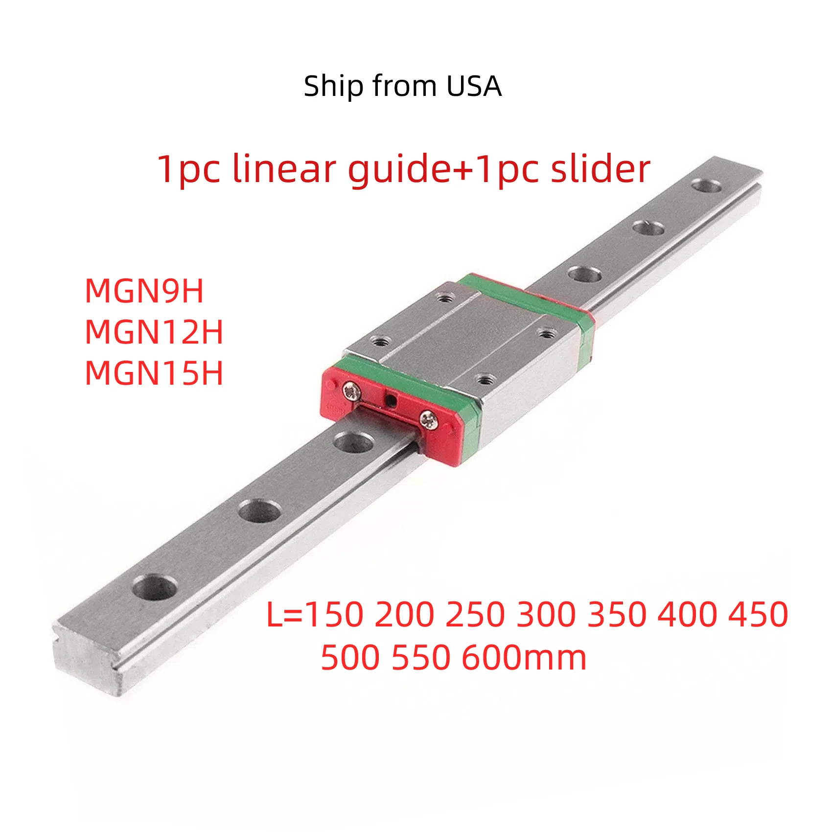 

MGN9H MGN12H MGN15H Length from 150mm to 600mm miniature linear guide rail slide carriage For 3D Printer Frame X Y Z Axis