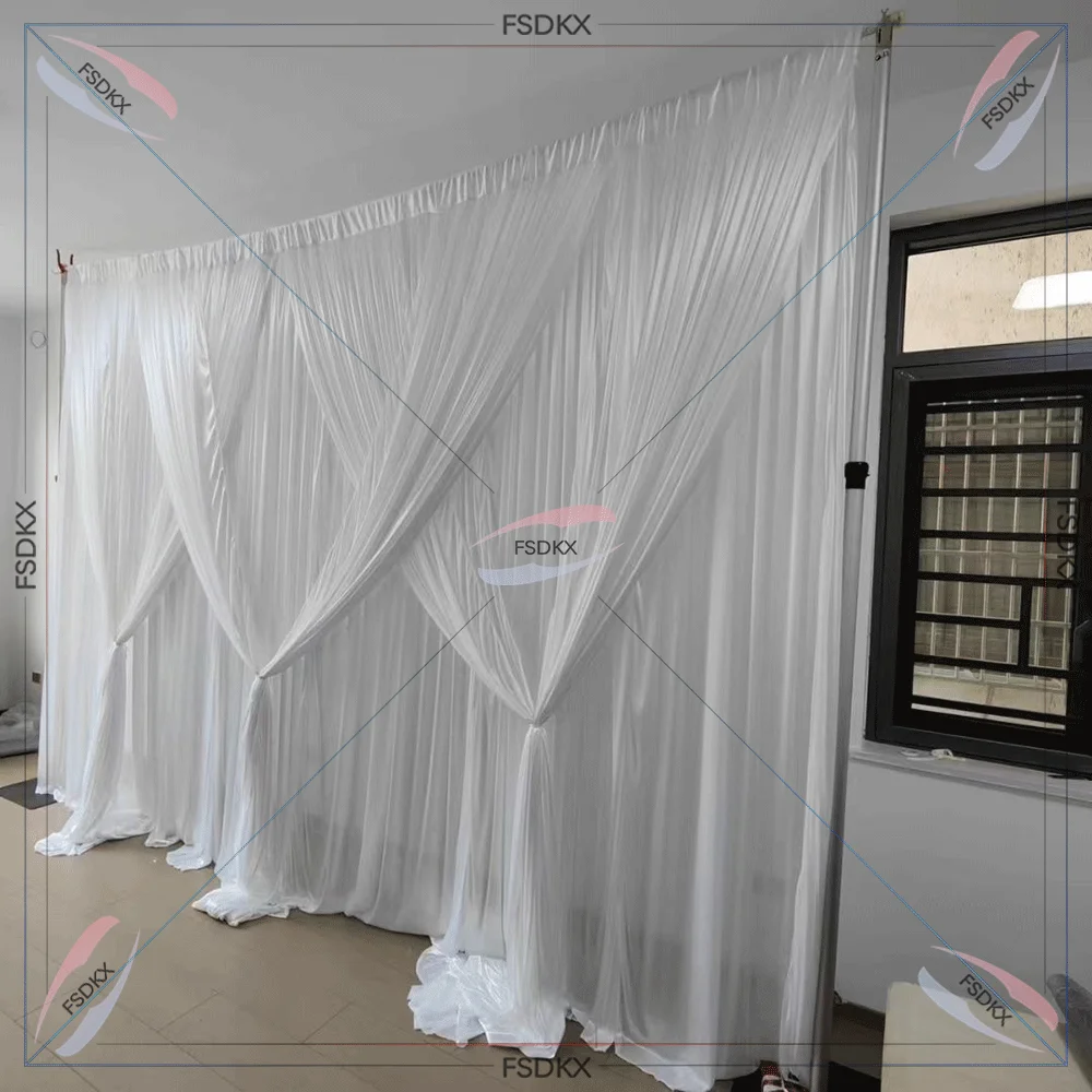 wholesale luxury customized measurement white drapes backdrop curtains for wedding decoration