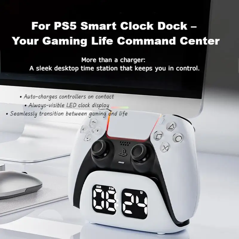 AOLION For PS5 Controller Clock Charging Base for PlayStation Edge Wireless Fast Charging Charger Desktop Storage Base accessory