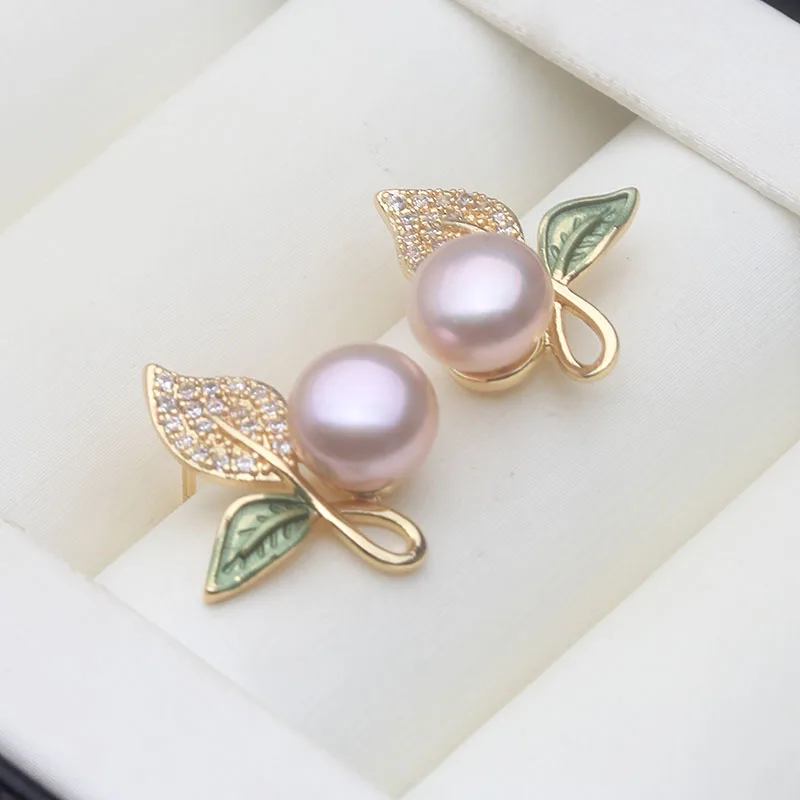 أقراط صغيرة بيضاء للمياه العذبة الطبيعية مع اللؤلؤ ، زهرة فضية 925 أقراط اللؤلؤ مجوهرات زوجة هدية عيد ميلاد وردي أسود #6