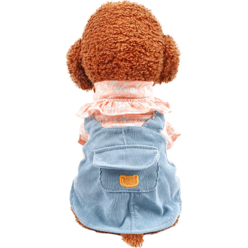 Spring Summer Dog Dress XS Cute Cat Skirt Puppy Outfit Pomeranian Shih Tzu Maltese Poodle Fashion Pet Denim Dresses Clothes