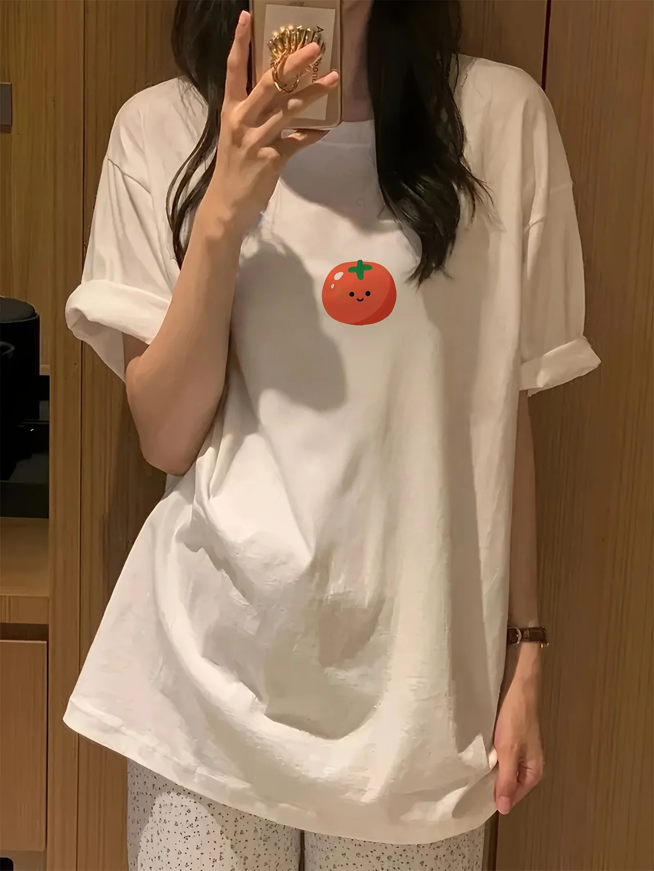 

Women'S T-Shirt with Cute Tomato Graphic Harajuku Short Sleeve Casual Women's Tshirt Clothing Street Tops Tees Aesthetic Clothes