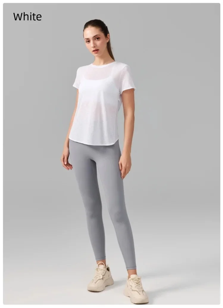 Damen Yoga-Überziehshirt mit strukturierter, kurzer Ärmelform, ausgestelltem Design, atmungsaktiv, schnelltrocknend, ideal für Pilates und Fitnessstudio. – Detail 11