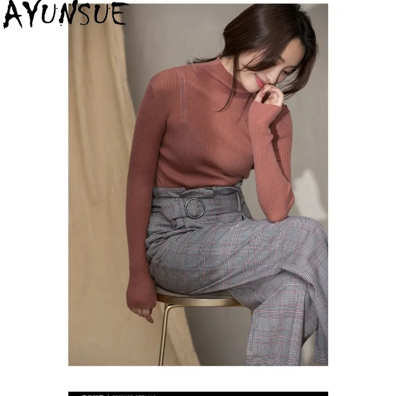 

AYUNSUE Wool Sweater for Woman Autumn Winter Clothes Woman 2025 Korean Fashion Pink Top Good Quality Women Clothes Кофта Женская