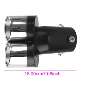 Universal Curved Double output car exhaust silencer tube car decoration rear tube chrome car style stainless steel 8 MAIN SALES FALSE EXHAUST - №2