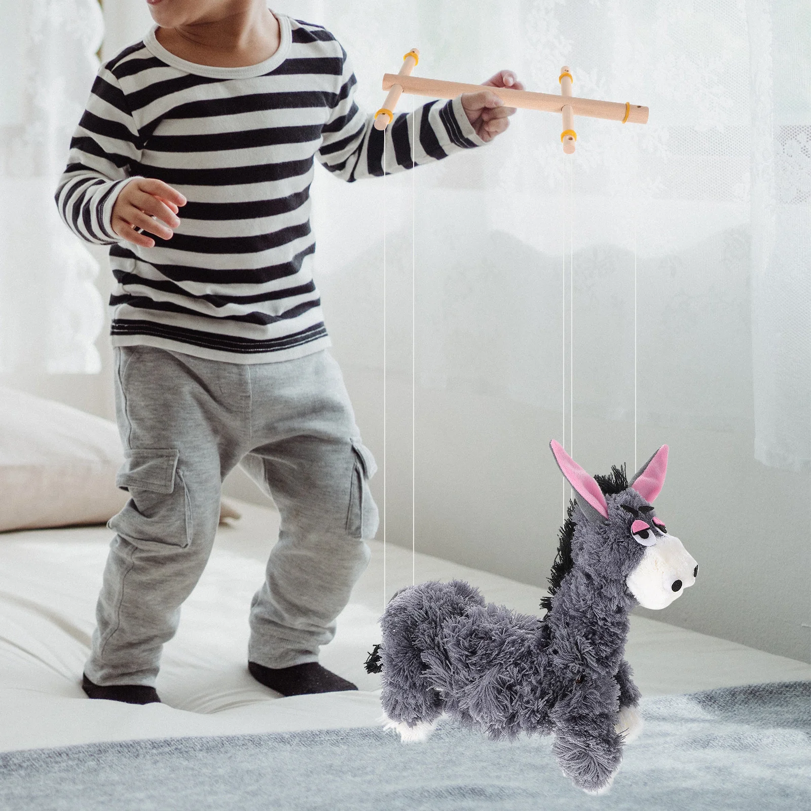 Donkey Marionette Animals Puppet Marionettes Funny Toys Kids Playthings Wooden Interactive Unique Puppets Girl