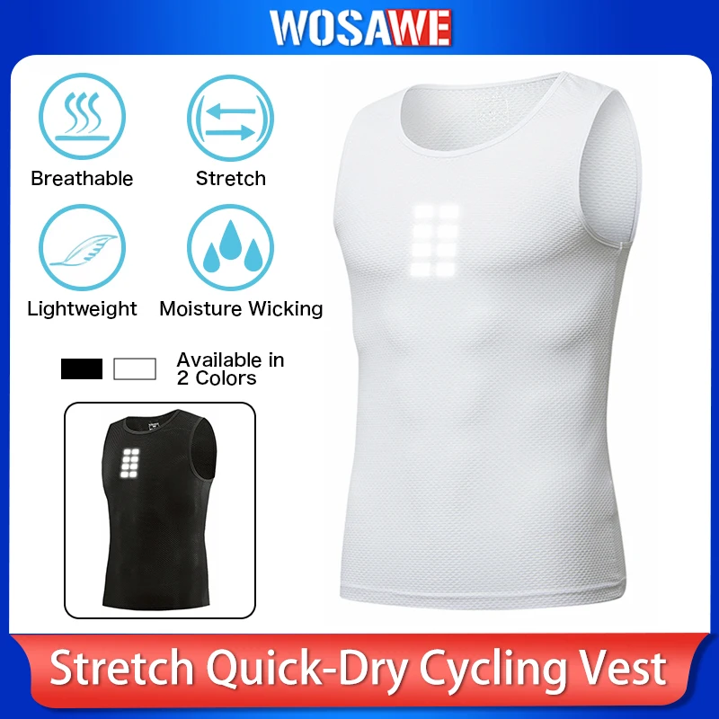 WOSAWE Cycling Jersey Sleeveless Cycling Base Layer MTB Bike Sports Shirt Underwear Racing Bicycle Jersey Shirt Undershirt