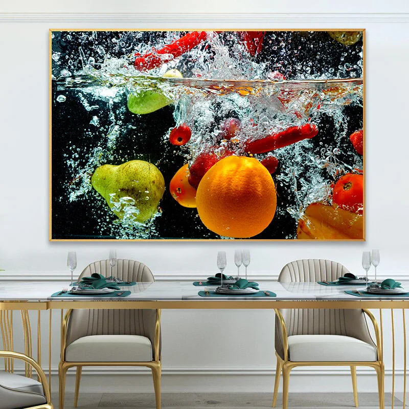 Abstract Water Fresh Fruit Food Poster and Prints Wall Art Canvas Painting For Living Roome Home Kitchen Decoration No Frame