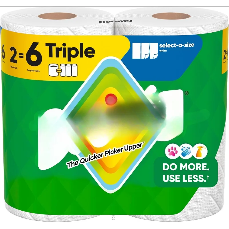 A-Size Paper Towels, Soft Touch, Essential for Daily Use White, 2 Triple Rolls = 6 Regular Rolls