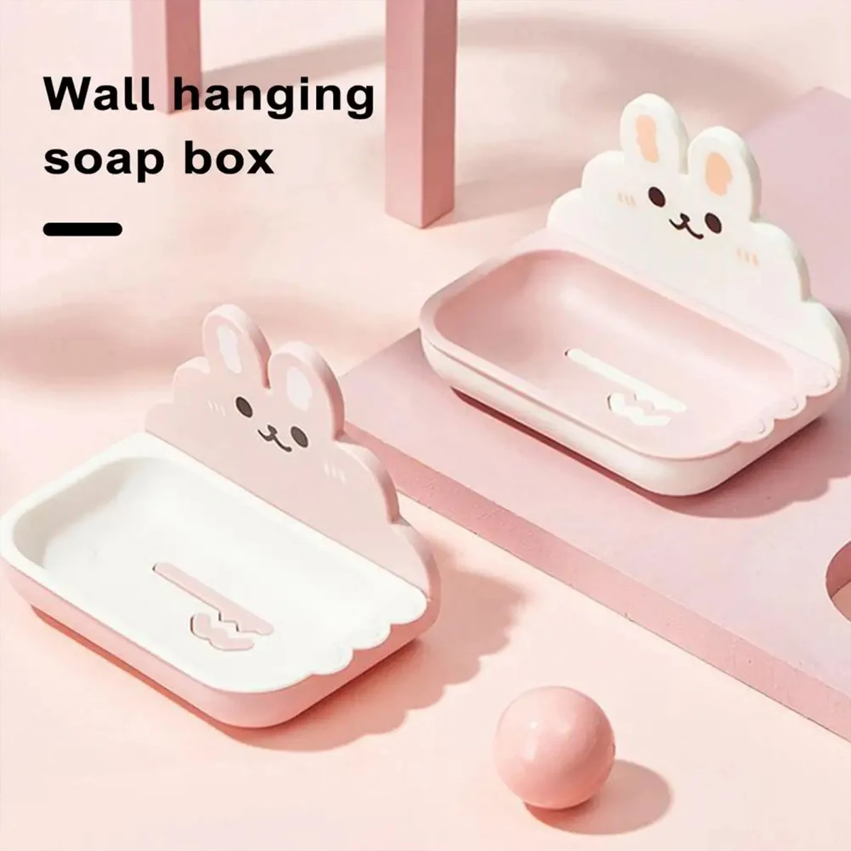 Cute Cartoon Bunny Wall Mounted Soap Dish Not Easy Corrode No Drilling Installation Household Soaps Box Bathroom Accessories