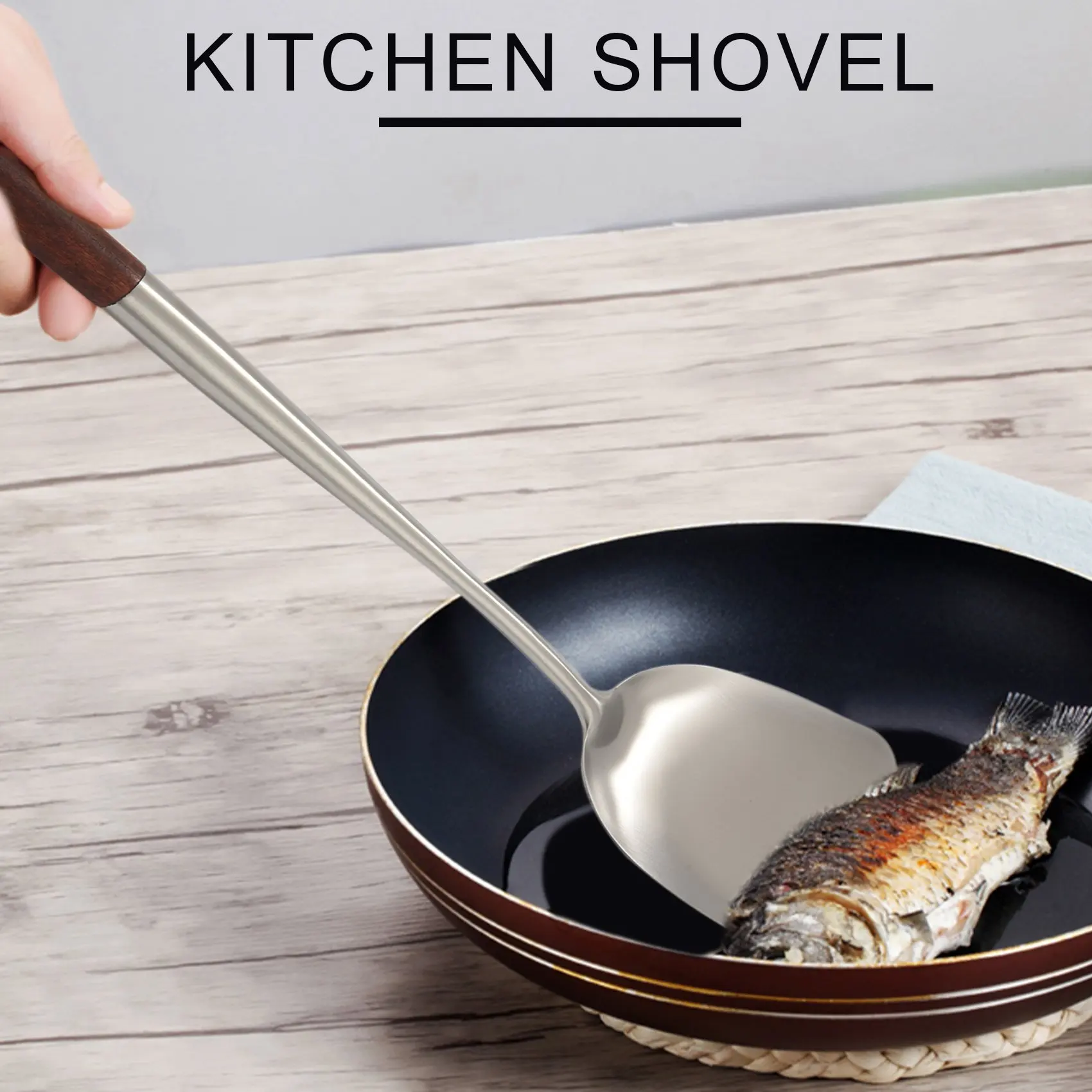 Набор инструментов для шпателя и ковша PORK-Wok, 17-дюймовая шпатель для вока, шпатель для вока из нержавеющей стали