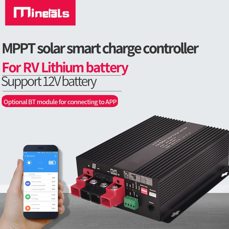 12V MPPT regulator ładowania słonecznego 50A 60A opcjonalna aplikacja LCD Bluetooth inteligentna ładowarka do LiFePo4 Lead-żel kwasowy AGM