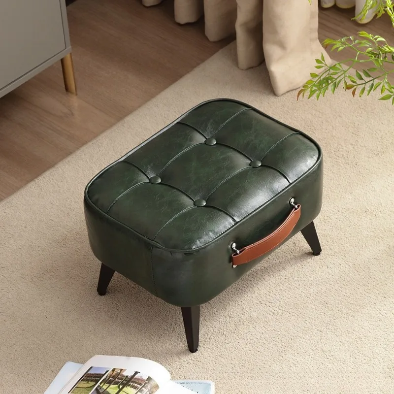 Leather Stools Luxury Creative Multifunctional Footrest Movable Portable Small Shoe Bench Living Room Decoration Furniture