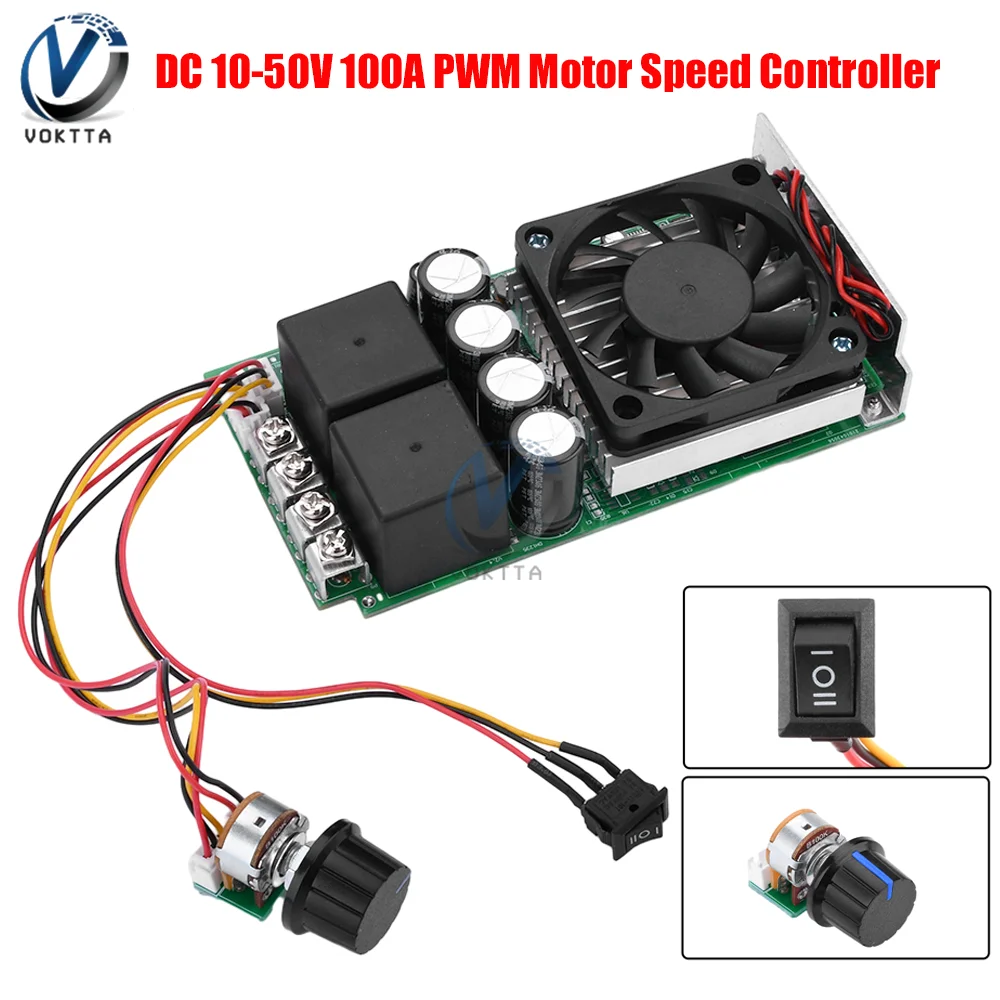 

DC10-50V 100A PWM Motor Speed Controller 3000W Adjustable Speed DC Motor Driver Board Programmable PLC Control Speed Regulator