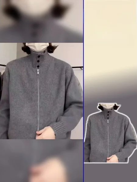 

plus Size Warm High Collar Slimming Knitted Sweater Coat Zipper Versatile Women's Faion Spring New Arrival Money Can't Buy