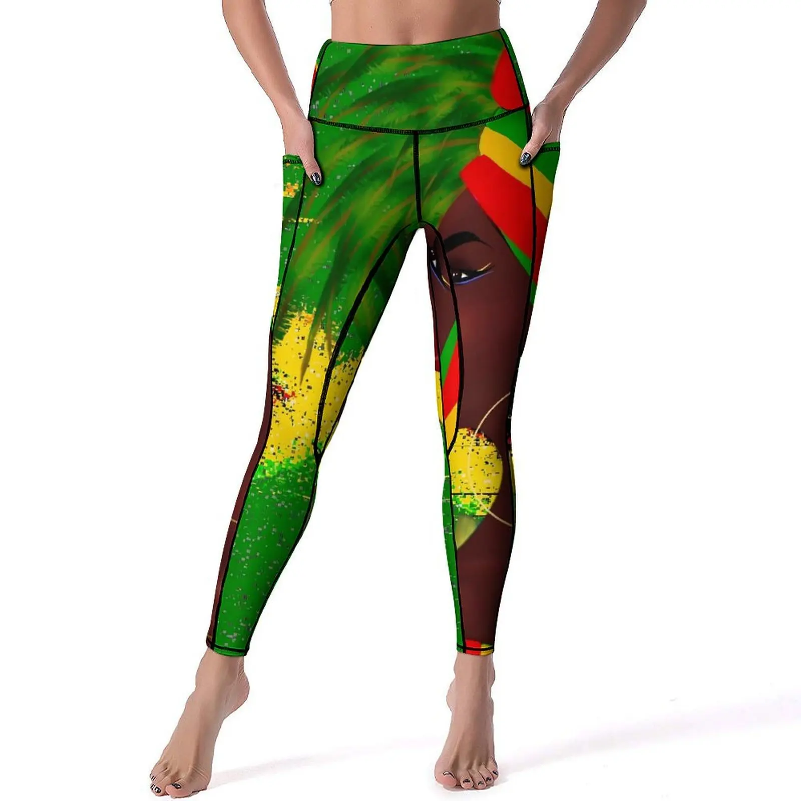 

Ladies Print Yoga Pants Sexy Jamaican Woman Art Design Leggings High Waist Fitness Gym Leggins Novelty Elastic Sports Tights