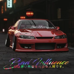 Bad Influence in Japanese Decals Windshield Banner Decor Stickers Vinyl Tuning Accessories