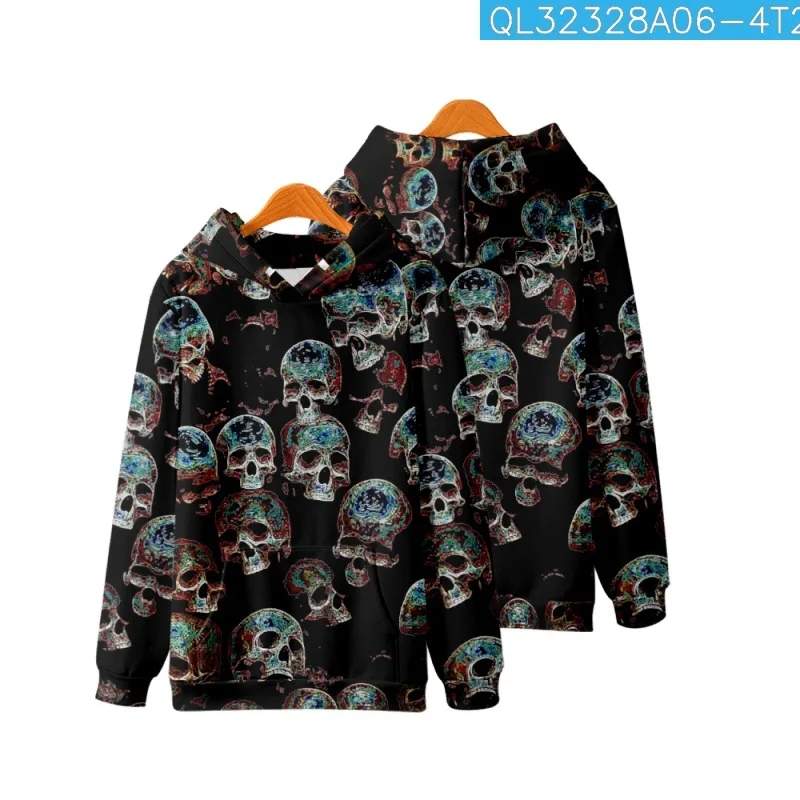 

Autumn Cartoon Skull Floral Printed Long Sleeve Hoodies Sweatshirt Fashion Casual Men Pullover Harajuku