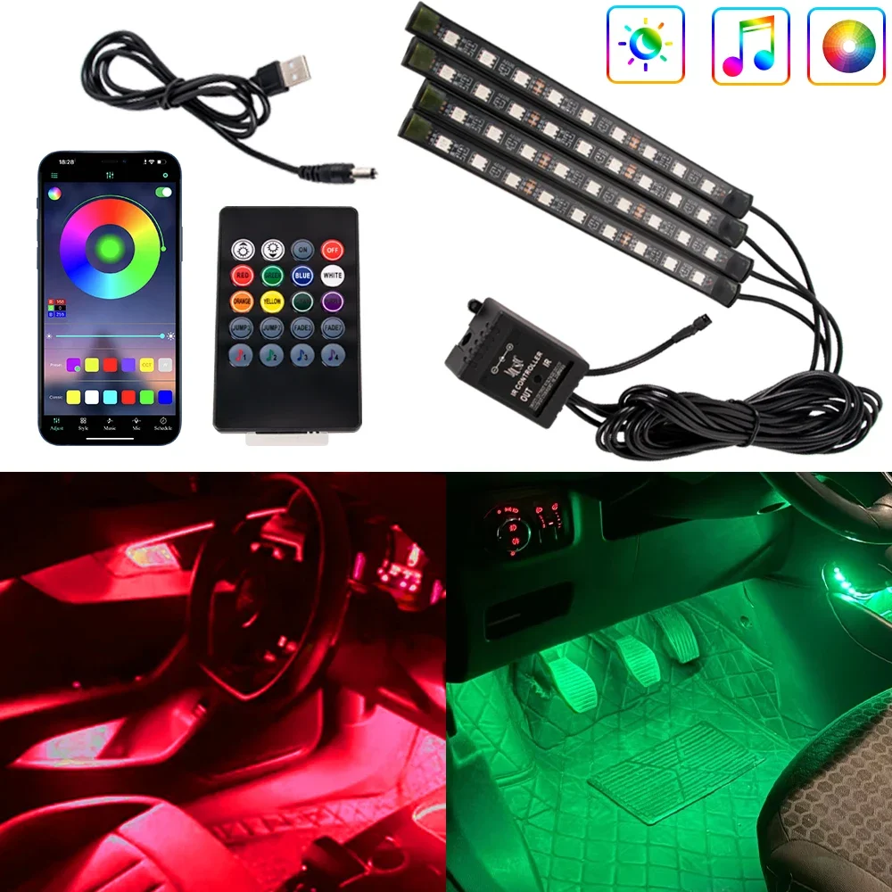 

Car Neon LED Interior Ambient Foot Strip Light For Tesla Back light Remote App Music Control Auto Decorative Lamp Accessories