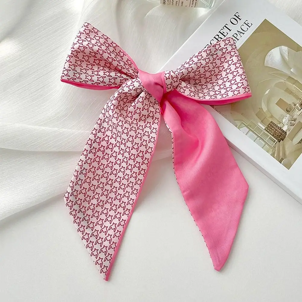 Pink Silk Scarf Simple Flower Hair Tie Scarf Hair Band Neckerchief Ribbon Headband Long Scarf Women