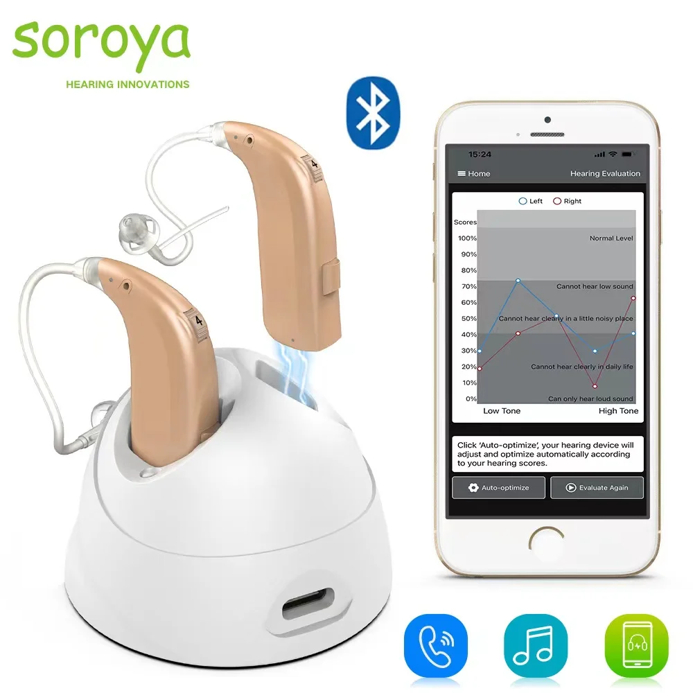 Rechargeable Bluetooth Hearing Aids For Hearing Loss Noise Reduce Sound Amplifier Connect App Control Earphone For Deafness