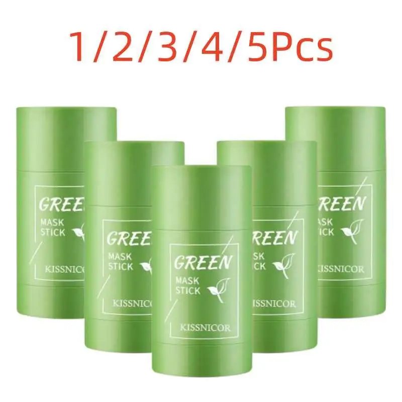 1/2/3/4/5Pcs Green Tea Mask Dispel Acne Blemish Mark Remove Blackhead&Acne Treatment Film Hydrating Mask Refreshing Clean Mud