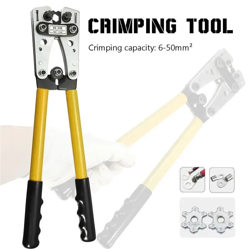 6-50mm Crimp Tube Terminal Crimper Tool high carbon steel Battery Cable Lugs Hex Crimping Tool Cable Terminal Plier Hand Tool