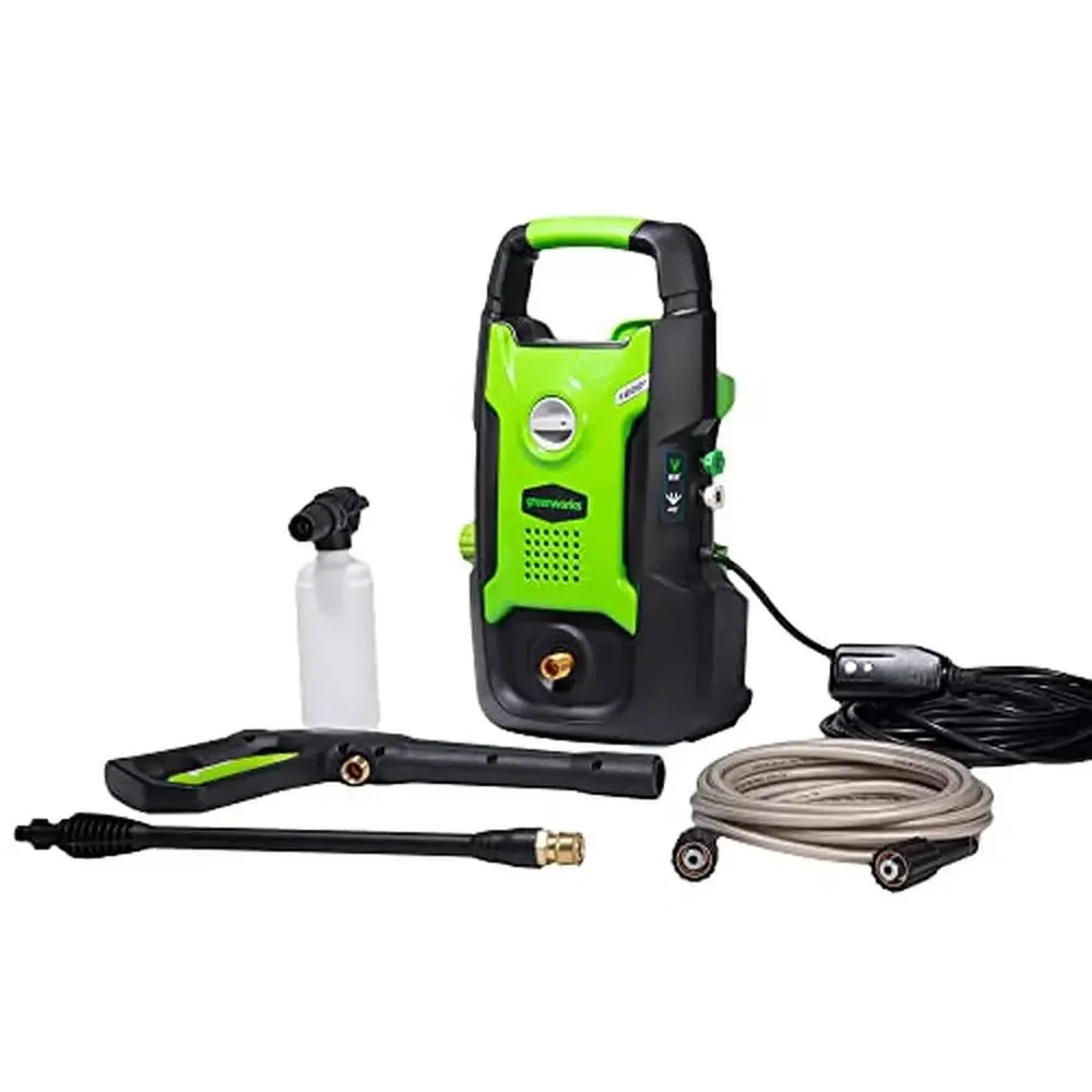 

1600 PSI Electric Pressure Washer 1.2 GPM Compact Lightweight 20FT Hose 35FT Power Cord Soap Applicator PWMA Certified Nozzle