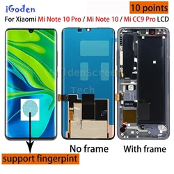 AMOLED For Xiaomi MI Note 10 note10 Pro Display With Frame Touch Panel Screen Digitizer For Xiaomi note10 cc9 pro lcd Pantalla