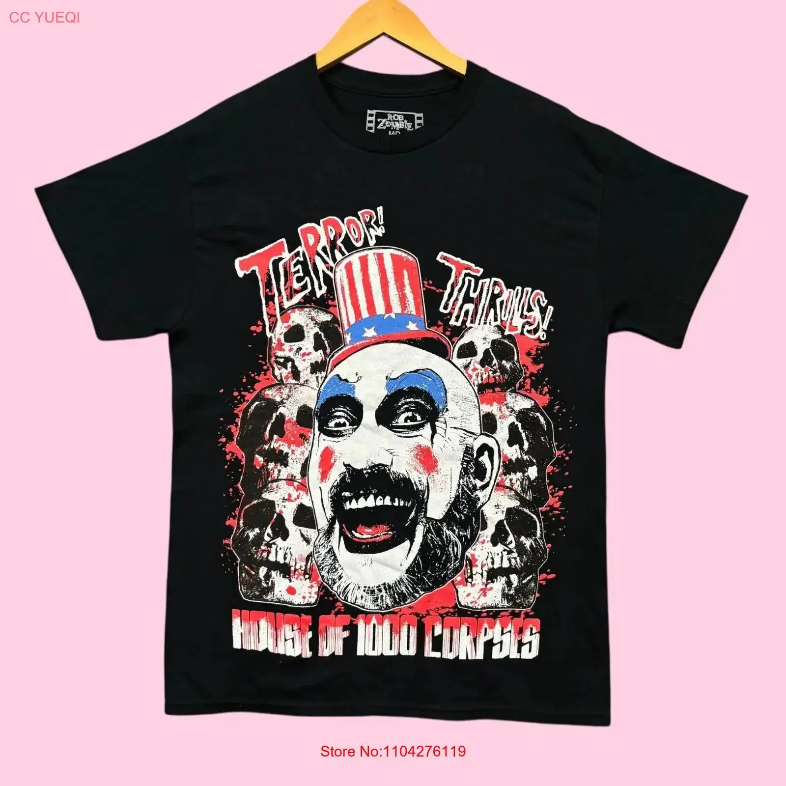 Rob Zombie House of 1000 Corpses Thrills Terror T Shirt M vintage Washed Versatile Breathable fashion Stylish Slightly
