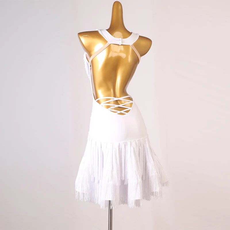 Ropa de competición de baile latino profesional, ropa artística, vestido de baile latino estilo borla LQ310