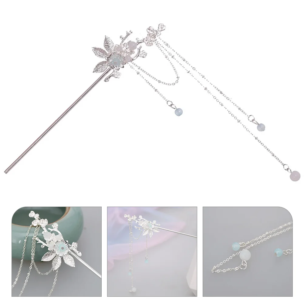 

Ancient Style Metal Buns Flower Tassel Girls Fork Women Accessories Vintage Bun Pin Wedding Bridal Hair Fork for Hair