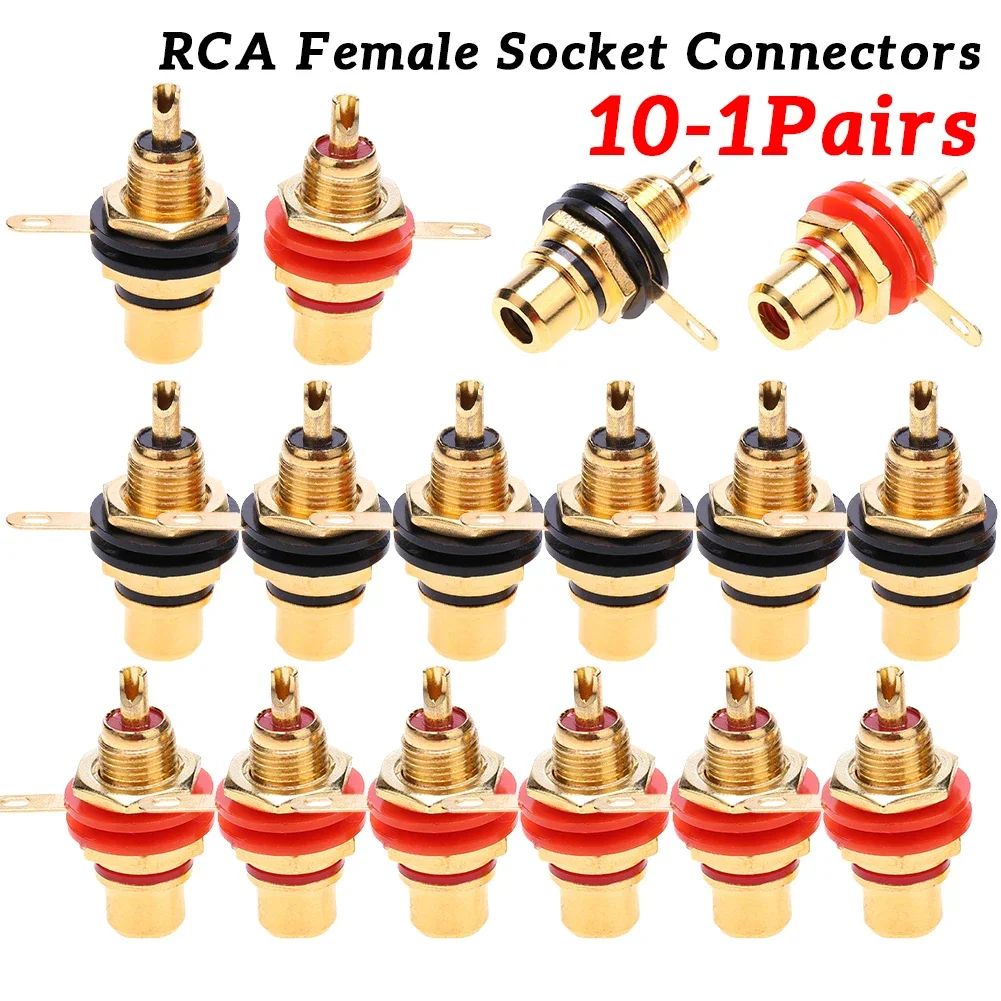 2-20 stücke RCA Buchse Anschlüsse Zink-legierung Vergoldung Weibliche RCA Jack Stecker Zubehör RCA Weibliche Stecker audio Buchse