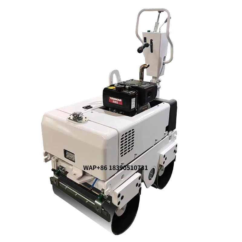 New JAPAN Engine Road Roller 600kg 800kg Fully Hydraulic Vibration Water Cool  Walk Behind Mini Road Roller Compactor