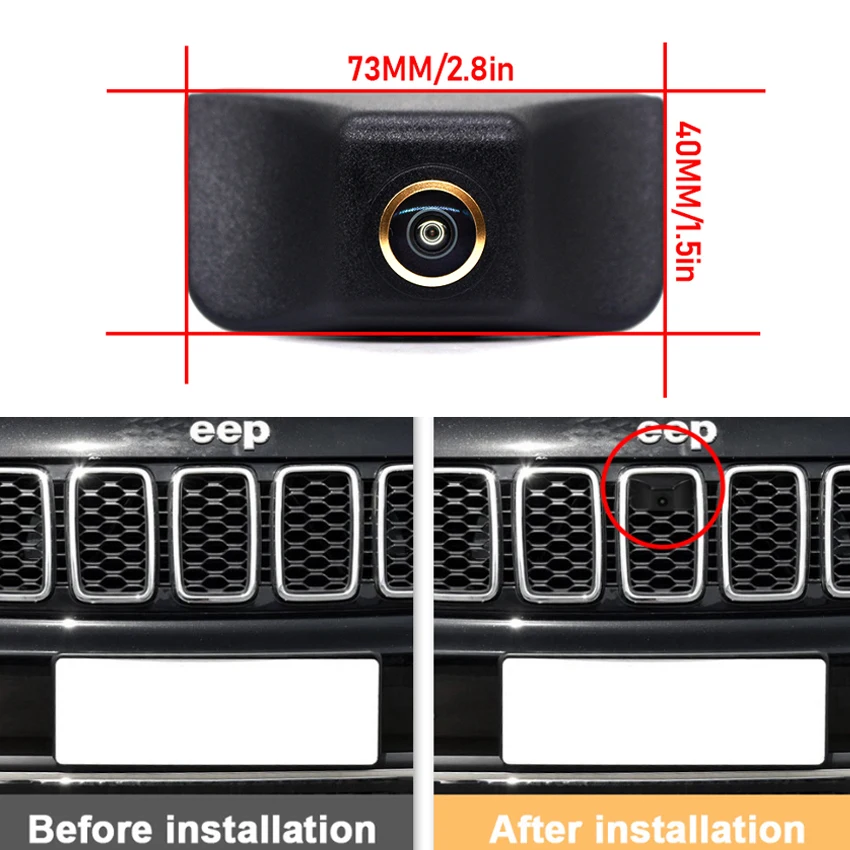 Golden Camera 170deg Fisheye AHD Car Front View Logo Camera For Jeep Cherokee Grand Cherokee Front Grille Camera Accessories