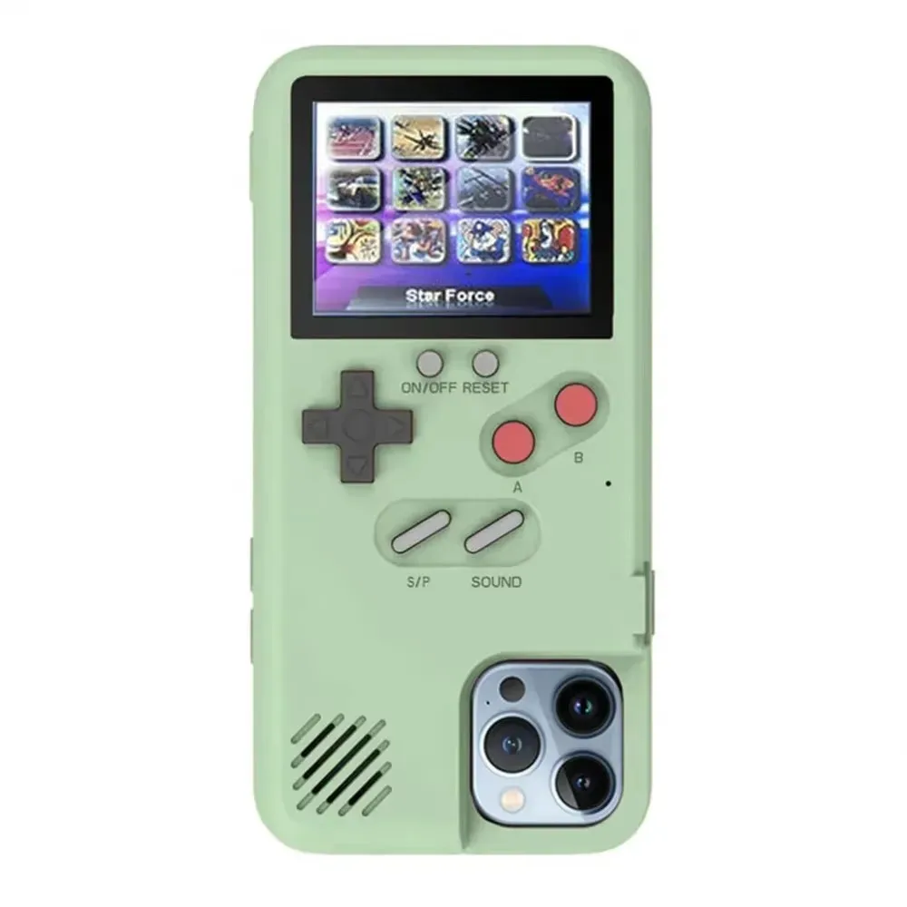آيفون 14 16 15 12 13 برو ماكس X Xr Xs ماكس 7 8 زائد SE 2022 Playable Gameboy حافظة ريترو ثلاثية الأبعاد لعبة فيديو غطاء وحدة التحكم