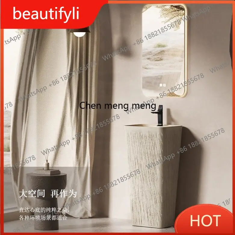 A139 Vintage Chinese-style wash basin wabi-sabi wind column basin outdoor courtyard hotel floor-to-ceiling washbasin