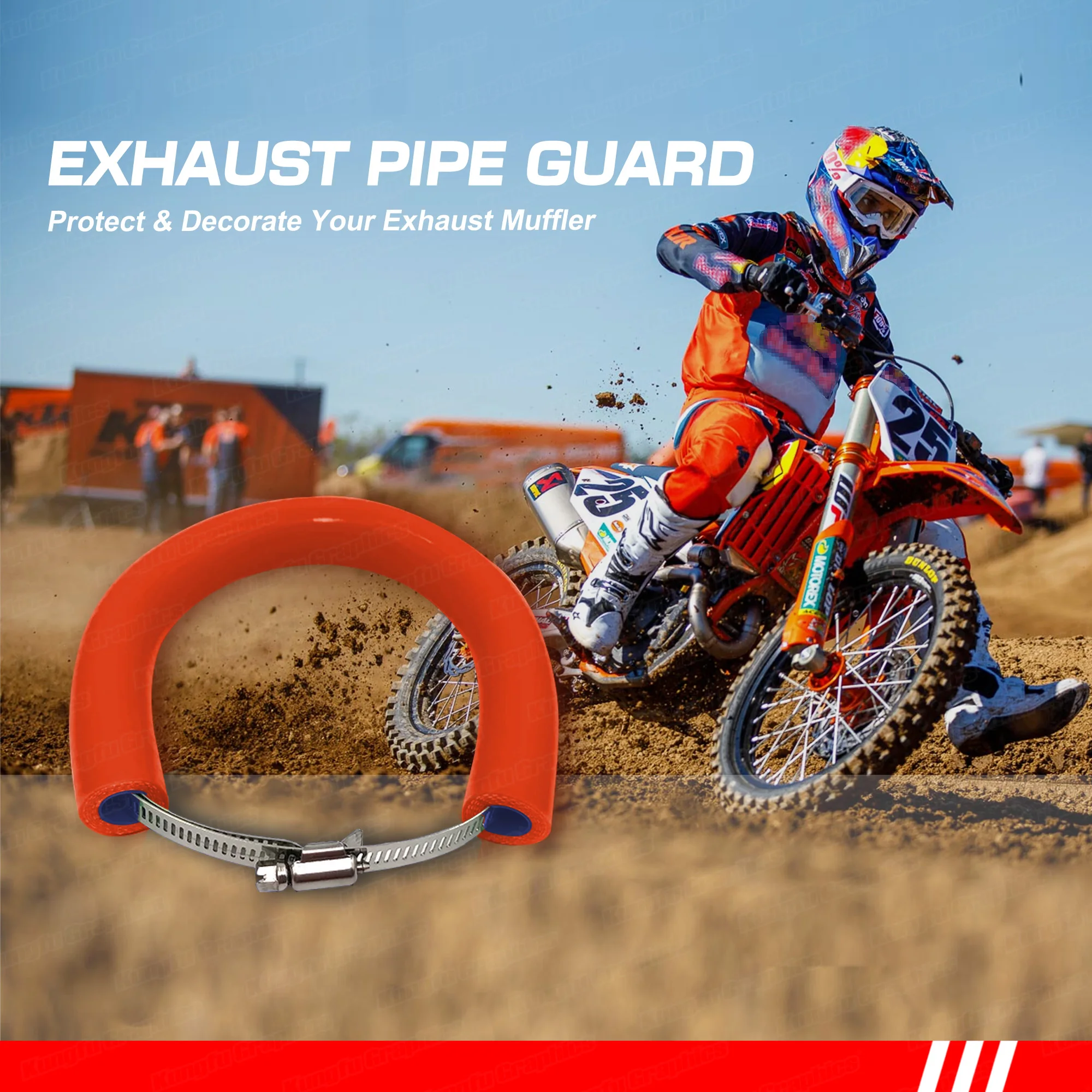 

Motorcycle Exhaust Crash Protector Heatproof Pipe Crash Protection MX Enduro Supermoto Dirtbike, Orange