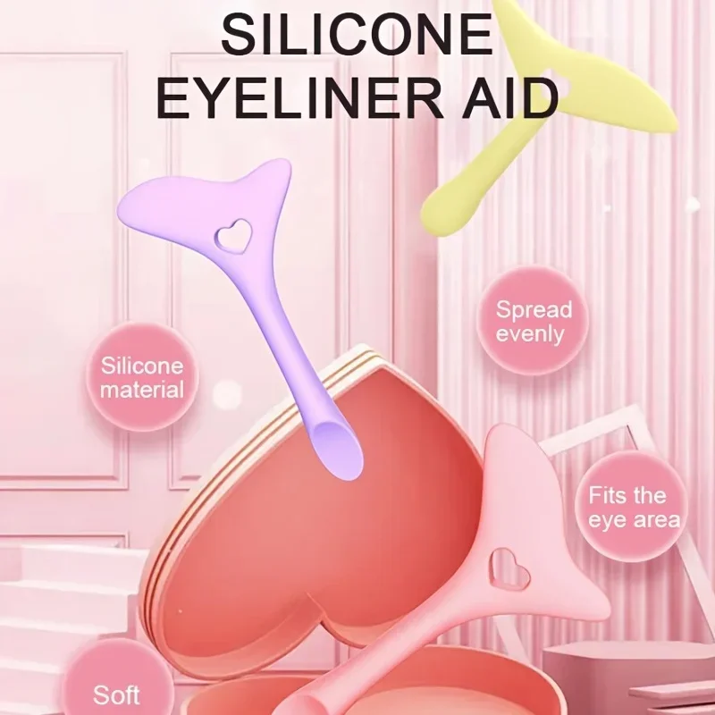 Plantillas de delineador de ojos, puntas de ala de silicona, protectores de rímel multiusos para sombra de ojos y pestañas, herramientas de maquillaje rápidas para ojos de gato