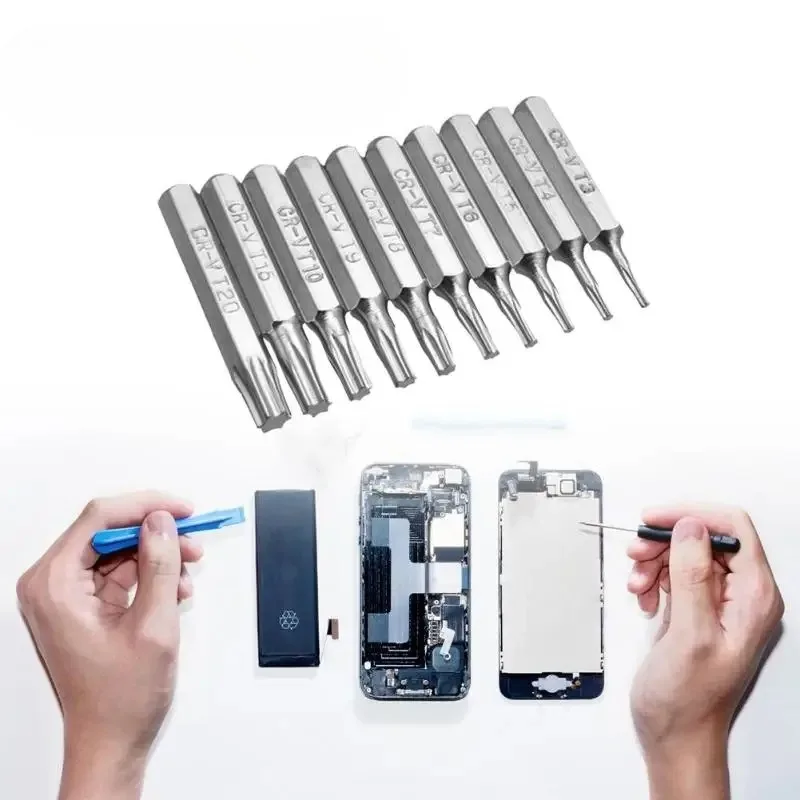 طقم تصليح الهاتف المحمول توركس الأمن سائق بت 10 قطعة CR-V مفك توركس بت مجموعة T3 T4 T5 T6 T7 T8 T9 T10 T15 T20