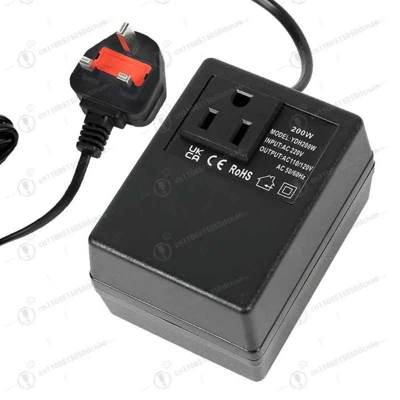 200W Step Down Voltage Converter 220V to 110V UK Plug for 70W Max Appliances