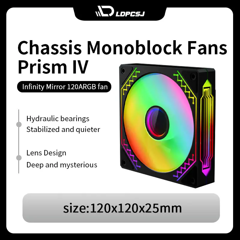 

LDPCSJ PRISM 4 PRO Вентилятор для корпуса компьютера 12 см ARGB 4-контактный ШИМ Тихий охлаждающий вентилятор 12 В Большой объем воздуха 45,2 куб.см/600-1500 об/мин
